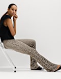 Textured Striped Flared Trousers