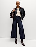 Cotton Rich Denim Pintuck Wide Leg Jeans