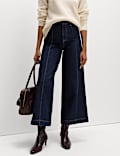 Cotton Rich Denim Pintuck Wide Leg Jeans
