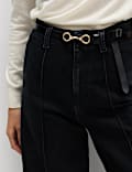 Pintuck Wide Leg Ankle Grazer Jeans
