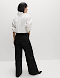 Pintuck Wide Leg Ankle Grazer Jeans