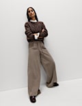 Lyocell Blend Pull On Wide Leg Trousers