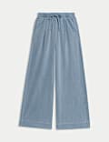 Lyocell Blend Pull On Wide Leg Trousers
