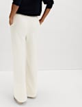Cotton Blend Cosy Rib Pintuck Wide Leg Trousers