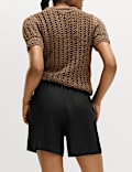 Pull On High Waisted Shorts with Linen