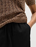Pull On High Waisted Shorts with Linen