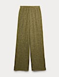 Geborstelde, geribbelde broek met wijde pijpen