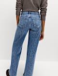 High Waisted Pintuck Wide Leg Jeans