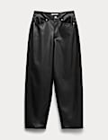 Leather Look Carrot Leg Trousers