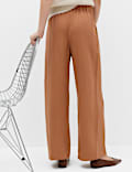 Lyocell Rich Elasticated Waist Wide Leg Trousers