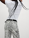 High Waisted Animal Straight Leg Jeans