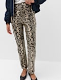 Faux Leather High Waisted Straight Leg Trousers