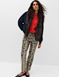 Faux Leather High Waisted Straight Leg Trousers