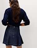Cotton Rich Denim Pleated Mini Skirt