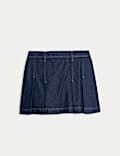 Cotton Rich Pleated Mini Skirt