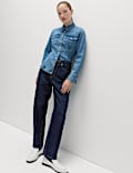 Mid Rise Dart Detail Barrel Jeans