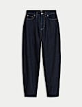Mid Rise Dart Detail Barrel Jeans
