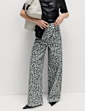 Animal Print Wide Leg Jeans