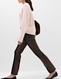Faux Leather High Waisted Ankle Grazer Trousers