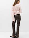 Faux Leather High Waisted Ankle Grazer Trousers