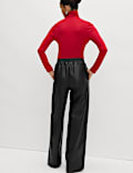 Faux Leather Wide Leg Trousers