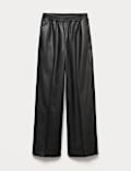 Faux Leather Wide Leg Trousers