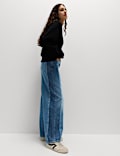 Two Toned Slouchy Wide Leg Jeans