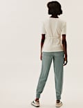 Drawstring Cuffed Tapered Trousers with Linen