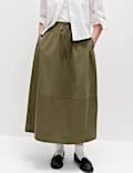 Pure Cotton Cocoon Shape Midi Skirt