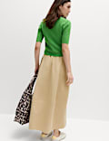 Pure Cotton Cocoon Shape Midi Skirt