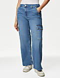 High Waisted Wide Leg Cargo Jeans