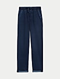 Jersey denim broek met rechte pijpen