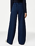Denim Elasticated Waist Wide Leg Trousers