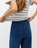Denim Elasticated Waist Wide Leg Trousers