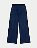 Pantalon coupe large en jean à taille élastique
