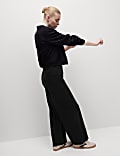 Denim Elasticated Waist Wide Leg Trousers