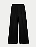 Denim Elasticated Waist Wide Leg Trousers