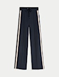 Jersey Side Stripe Wide Leg Trousers