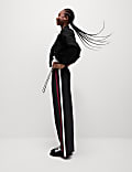 Jersey Side Stripe Wide Leg Trousers