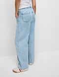 Pantalon jambe large en jean avec cordon
