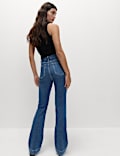 High Waisted Crease Front Slim Flare Jeans