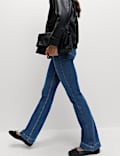 High Waisted Crease Front Slim Flare Jeans