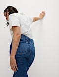 High Waisted Crease Front Slim Flare Jeans