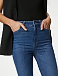 High Waisted Crease Front Slim Flare Jeans