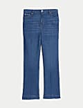 High Waisted Crease Front Slim Flare Jeans