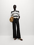 Linen Rich Wide Leg Trousers