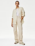 Linen Rich Straight Leg Cargo Trousers