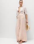 Pure Linen Wide Leg Palazzo Trousers