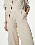 Linen Rich Wide Leg Cropped Trousers