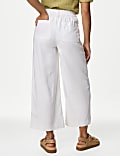 Linen Rich Wide Leg Cropped Trousers